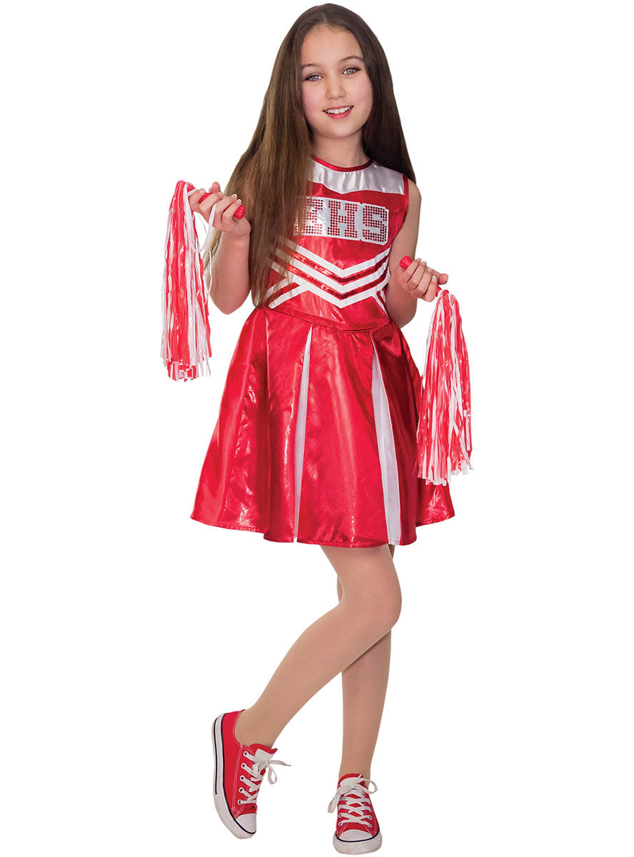 Image of Wild Cat Cheerleader Girls Licensed Costume - Front Image
