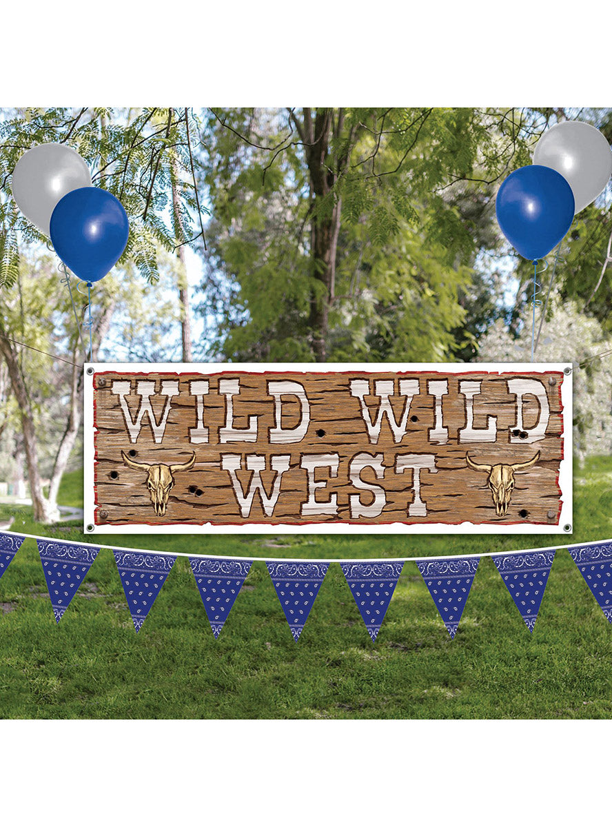 Blue Paisley Print Pennant Flag Decoration - Lifestyle Image