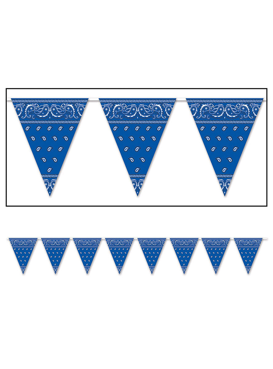 Blue Paisley Print Pennant Flag Decoration - Main Image