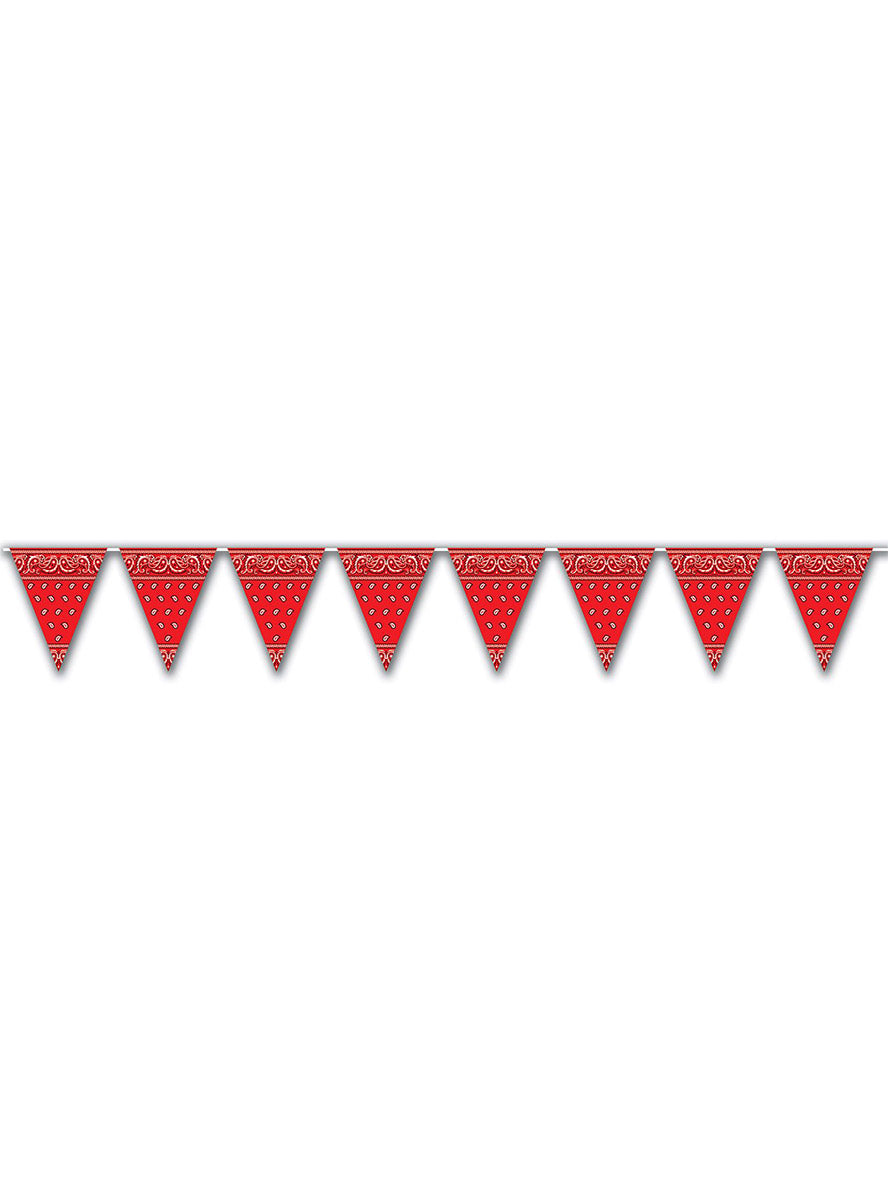Red Paisley Print Pennant Flag Decoration - Main Image