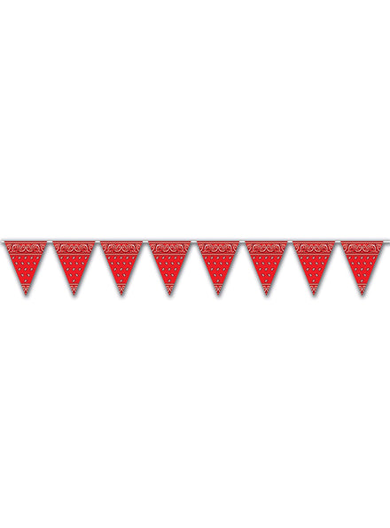 Red Paisley Print Pennant Flag Decoration - Main Image