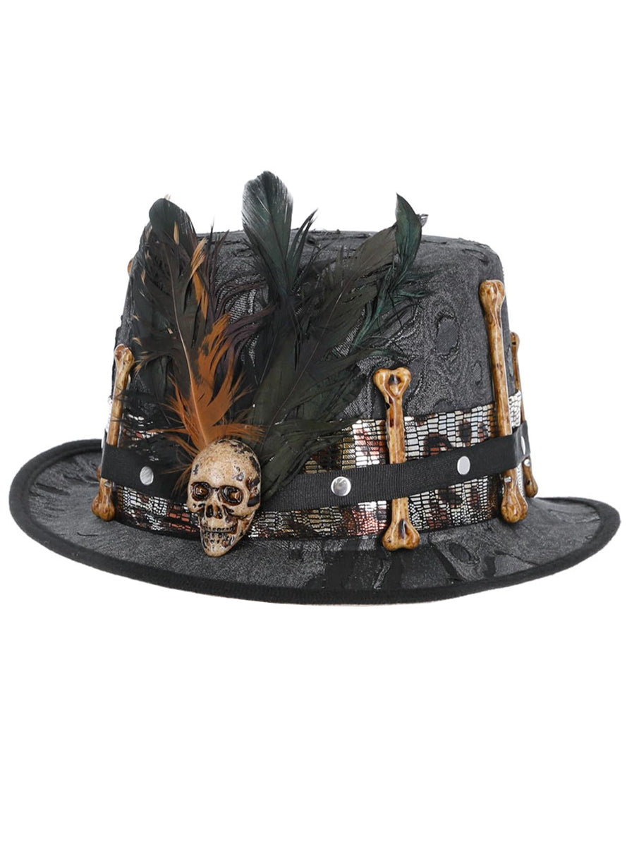 Witch Doctor Adults Distressed Black Top Hat - Alternate Image