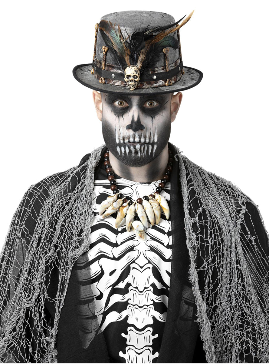Black Distressed Witch Doctor Top Hat for Adults - Main Image