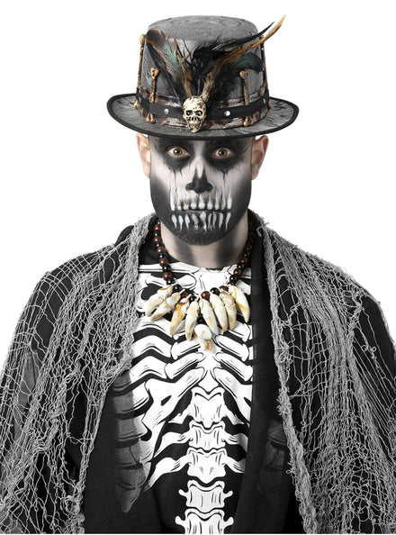 Black Distressed Witch Doctor Top Hat for Adults - Main Image