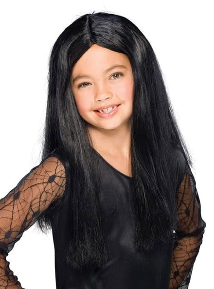 Girls Long Black Wicked Witch Halloween Costume Wig - Main Image