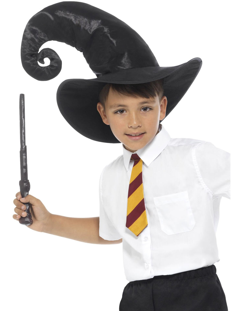 Wizard School Boys Hat Tie And Wand Costume Accessory Set - Main Image