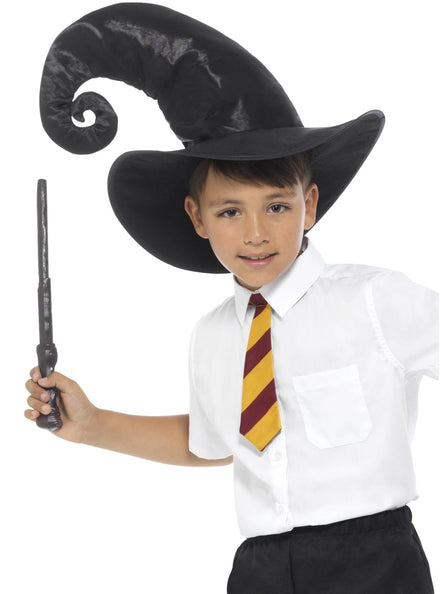 Wizard School Boys Hat Tie And Wand Costume Accessory Set - Main Image