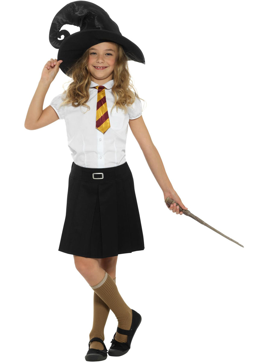 Wizard School Girls Hat Tie And Wand Costume Accessory Set - Main Image