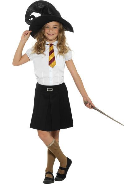 Wizard School Girls Hat Tie And Wand Costume Accessory Set - Main Image