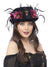 Womens Black Floral Ram Skull Top Hat - Main Image