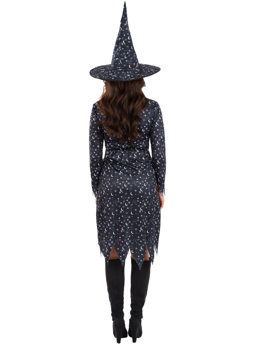 Womens galaxy witch halloween costume - back image