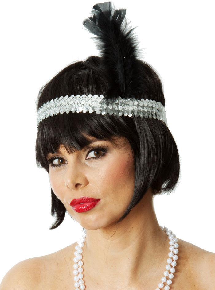 Womens Black Party Bob Costume Wig With Fringe - Alternative Image 1