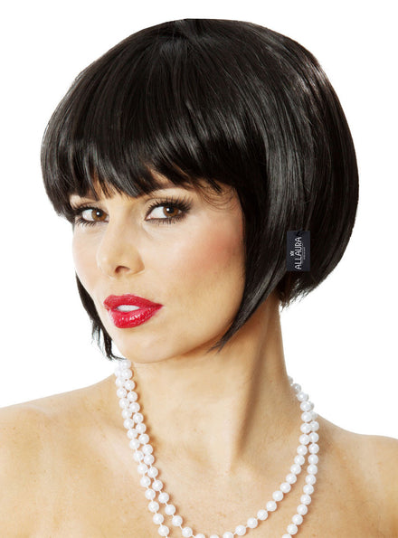 Womens Black Party Bob Costume Wig With Fringe - Main Image