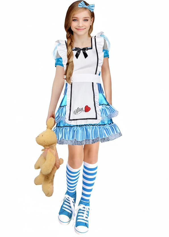Wonderland Cutie Girls Fairytale Costume - Main Image