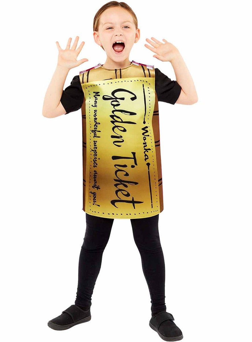 Golden ticket image of Golden Ticket Girls Willy Wonka Bar Book Week Costume