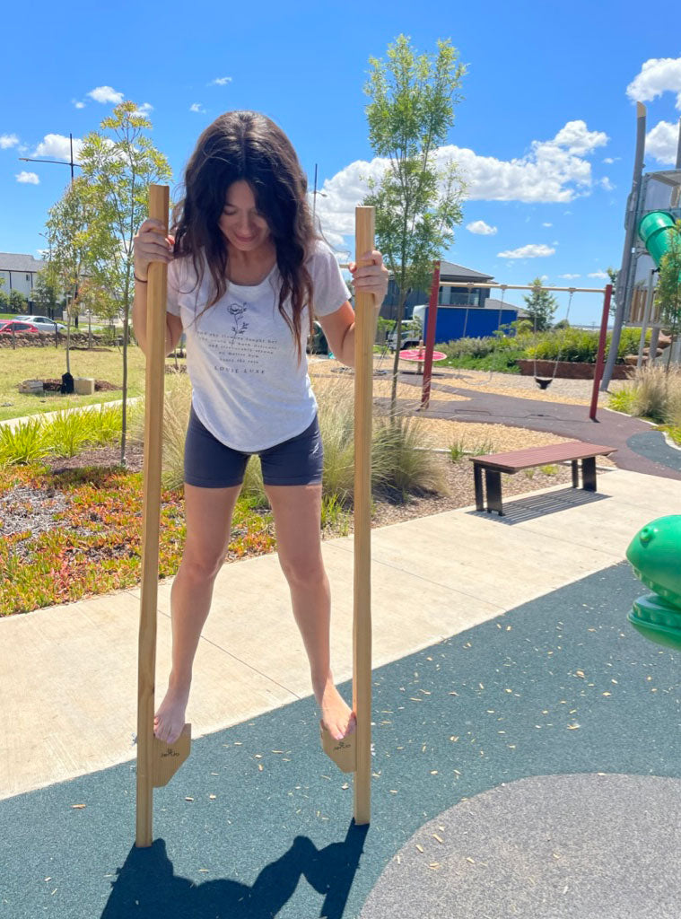 Wooden 180cm Adjustable Walking Stilts - Lifestyle Image 3