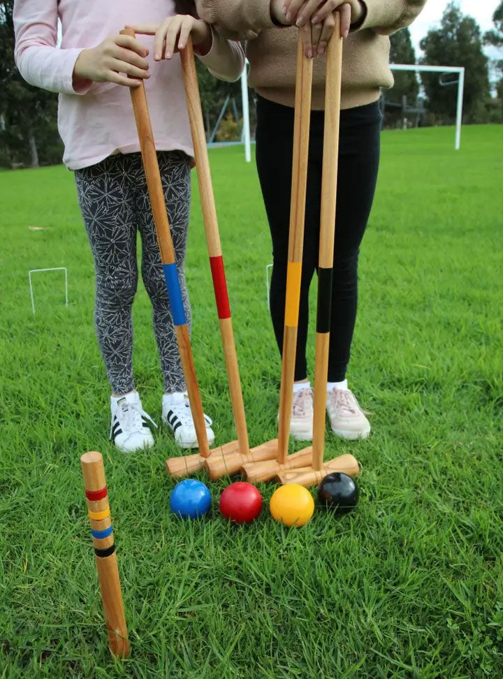 Wooden Kids Outdoor Croquet Lawn Game Set - Lifestyle Image 2