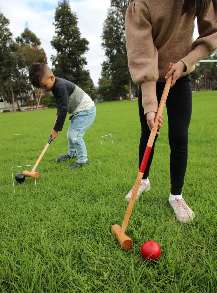 Wooden Kids Outdoor Croquet Lawn Game Set - Lifestyle Image