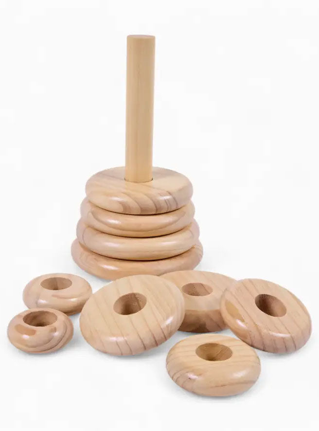 Wooden Ring Stacker Kids Toy With 9 Rings - Alternative Image 1