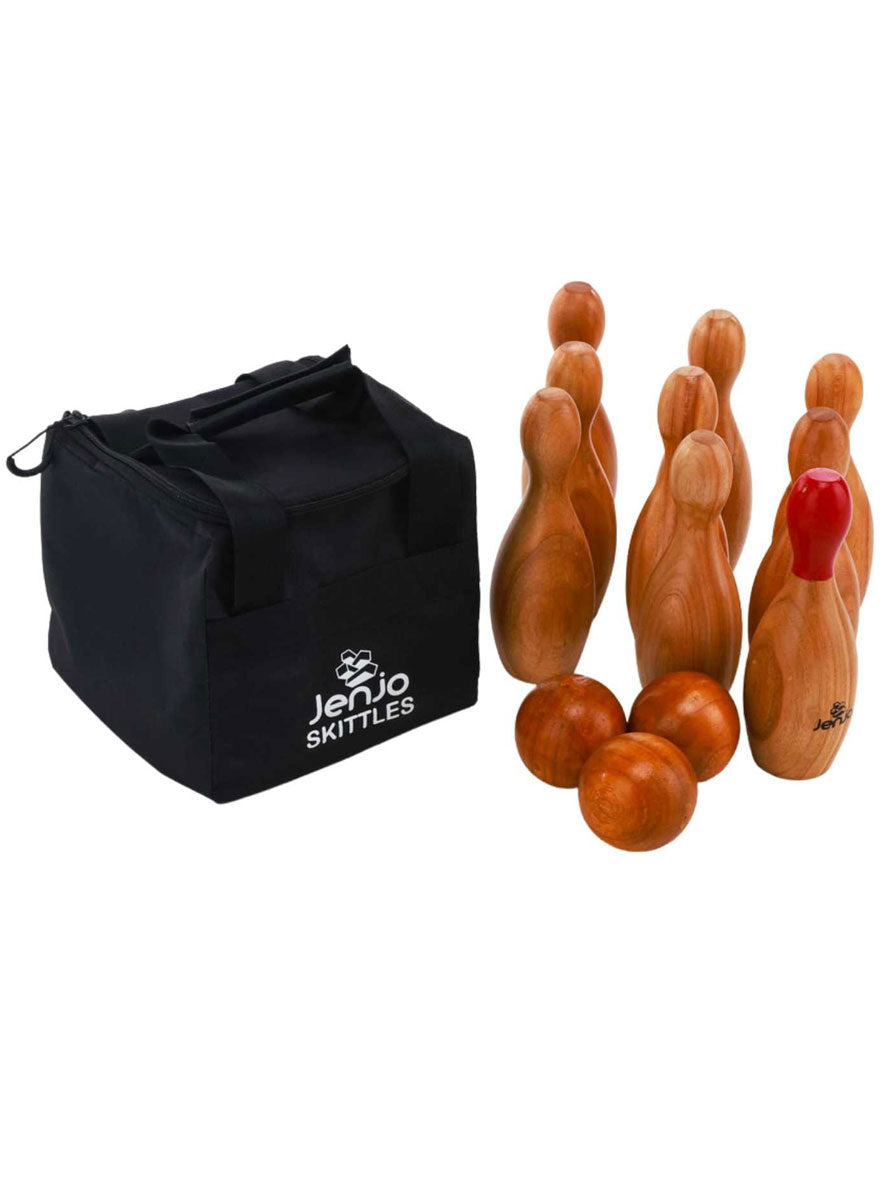 Wooden Skittles Outdoor Bowling Ball Game - Alternative Image 1