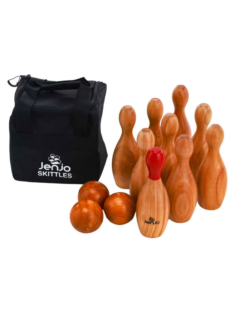Wooden Skittles Outdoor Bowling Ball Game - Alternative Image 2