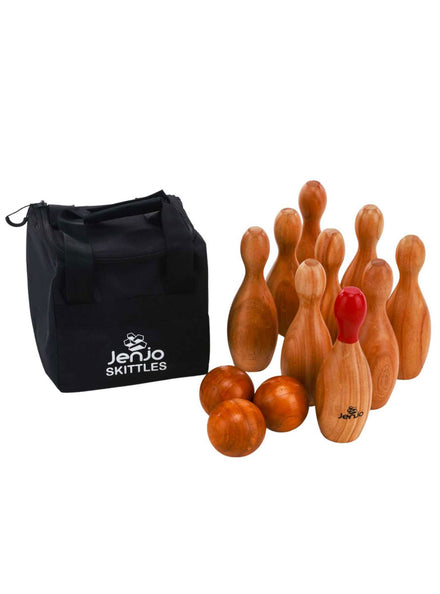 Wooden Skittles Outdoor Bowling Ball Game - Main Image