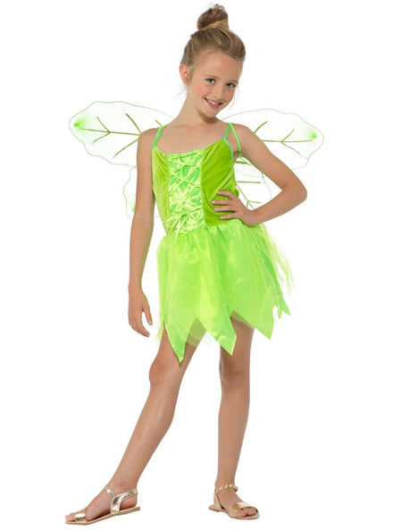 Woodland Fairy Girls Tinkerbell Costume - Main Image