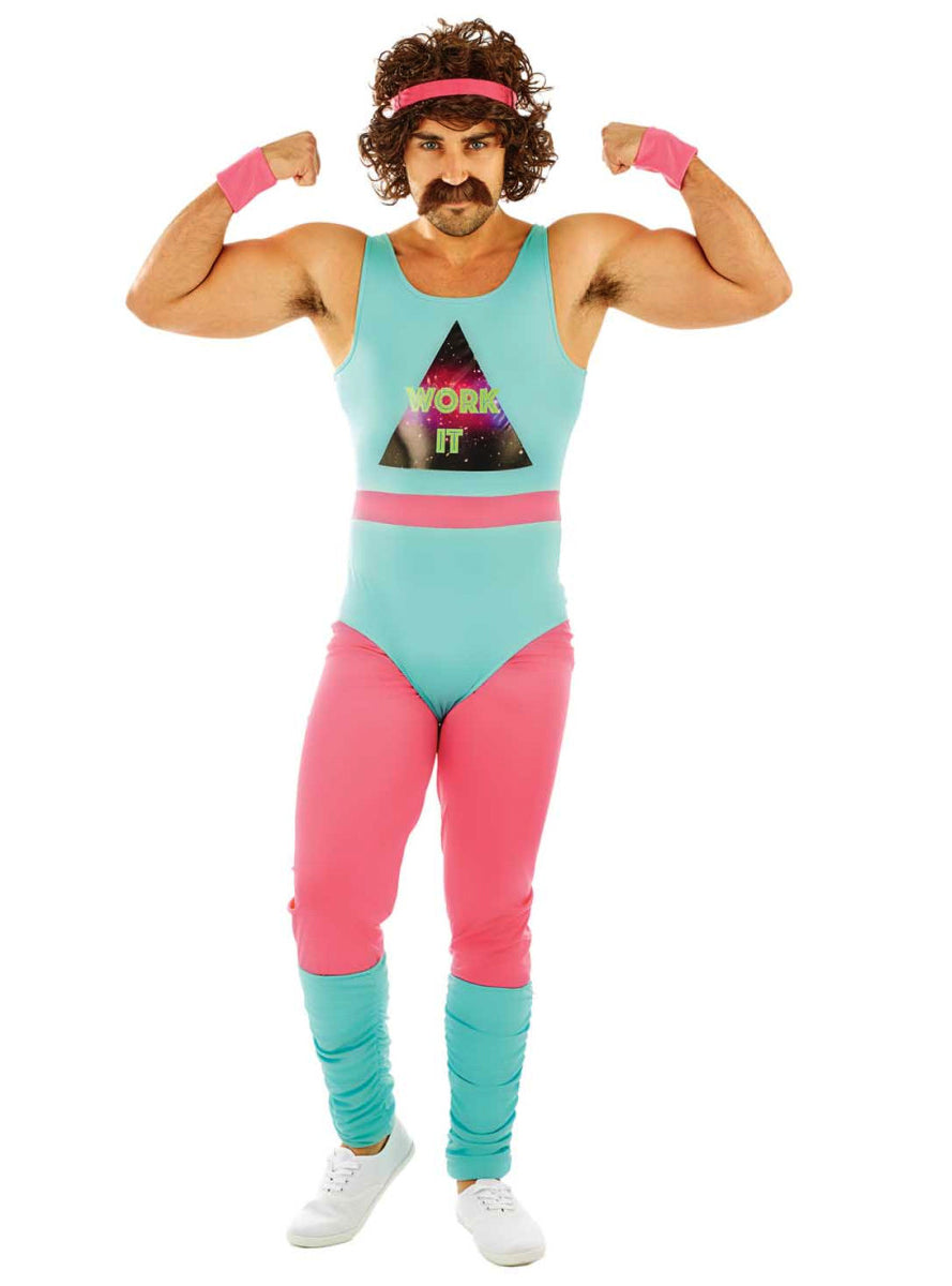 80s Plus Size Mens Work It Fitness Instructor Costume - Main Image
