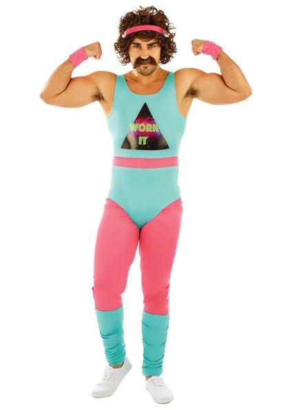 80s Plus Size Mens Work It Fitness Instructor Costume - Main Image