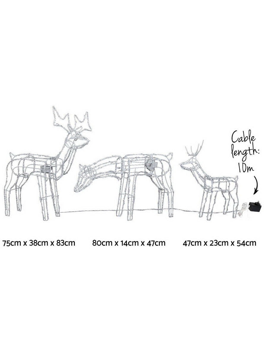 Jingle Jollys 3 Piece Reindeer Rope Light Decoration Set - Dimensions Image