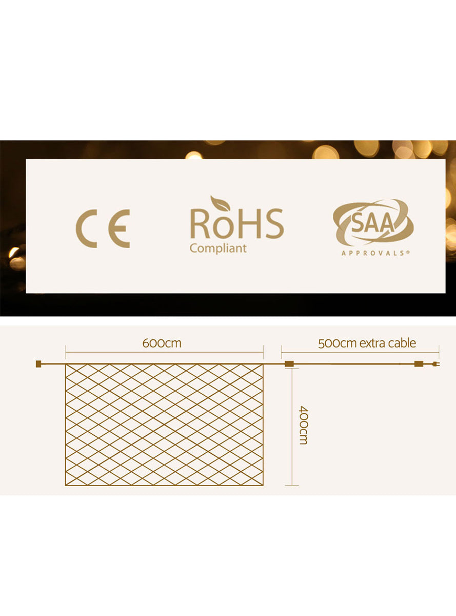 Warm White 1000 Bulb Net String Christmas Lights - Information Image 3