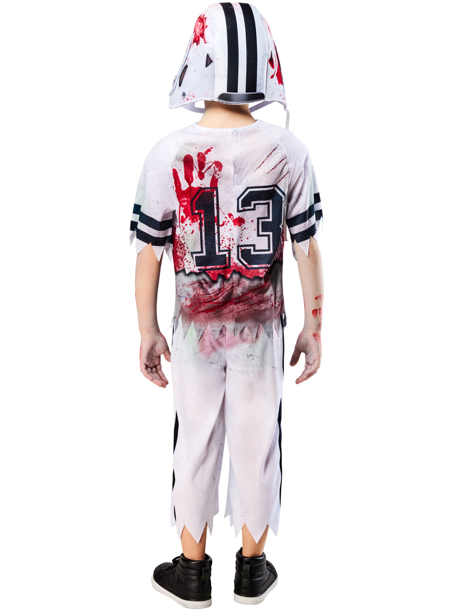 American Football Player Zombie Boys Halloween Costume - Back Image