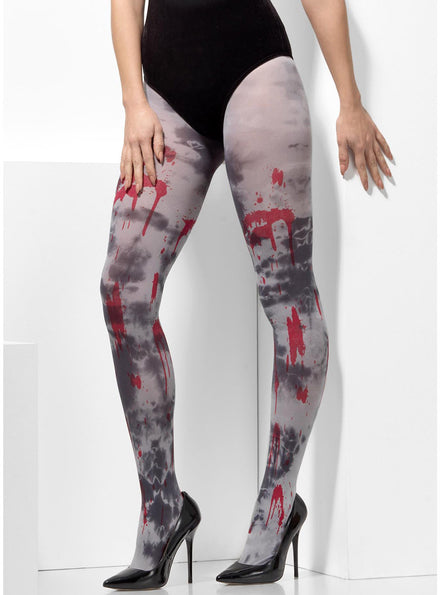 Zombie Womens Blood Drip and Dirt Full Length Stockings - Main Image