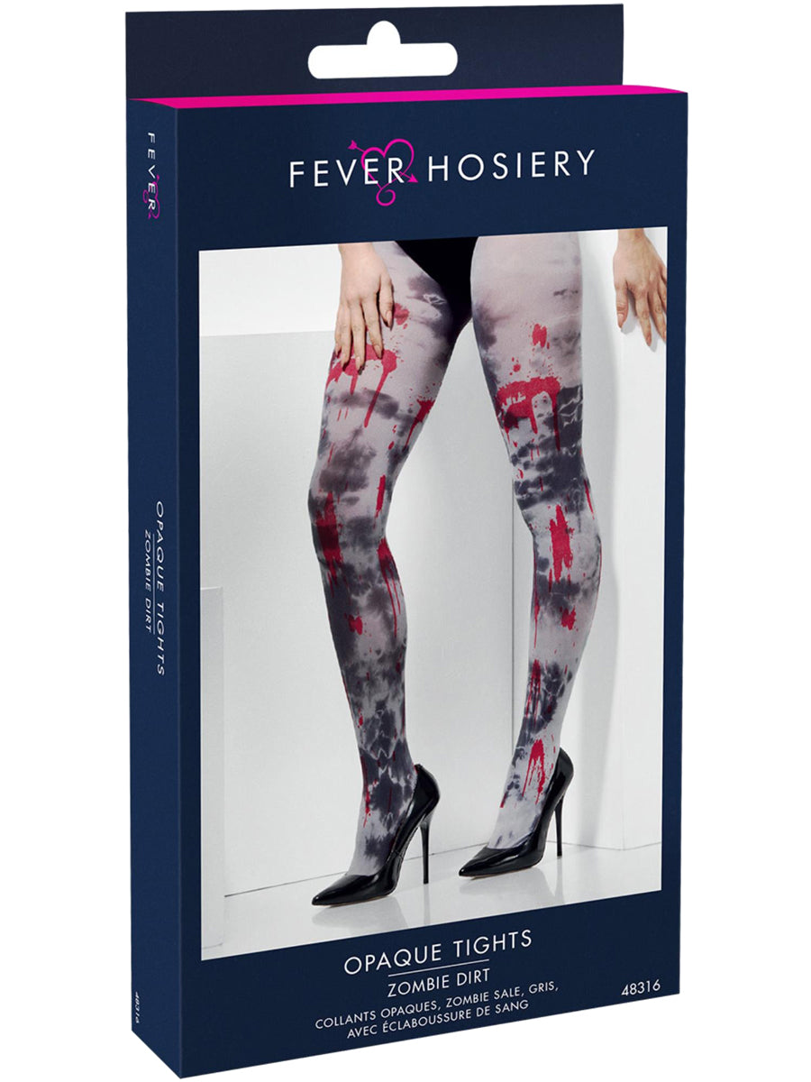 Zombie Womens Blood Drip and Dirt Full Length Stockings - Packaging Image
