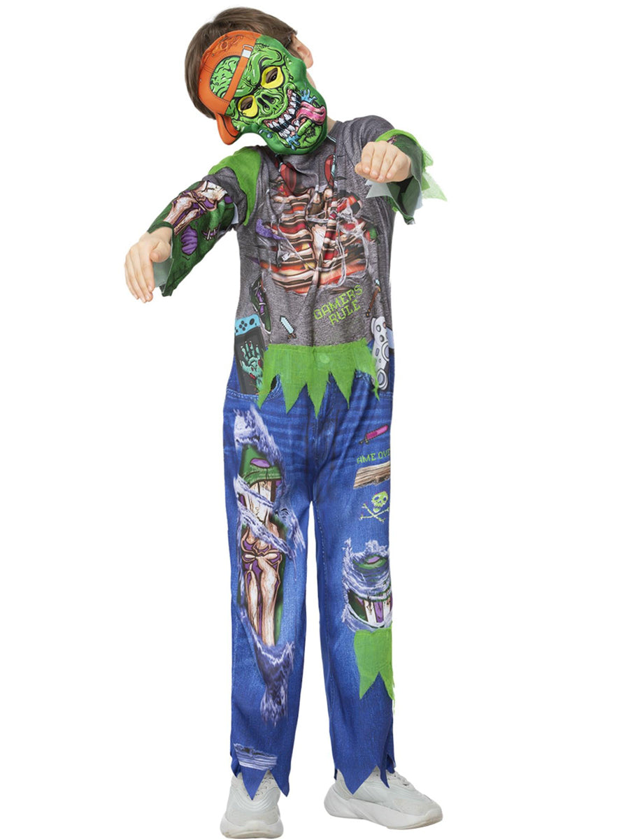 Zombie boys gaming halloween costume - alternative image