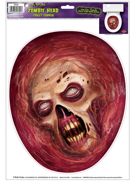 Scary Halloween Zombie Head Toilet Lid Sticker - Main Image