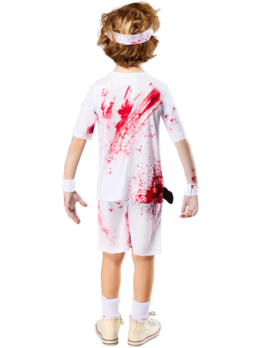 Tennis Player Rotter Federer Boys Zombie Halloween Costume - Back Image