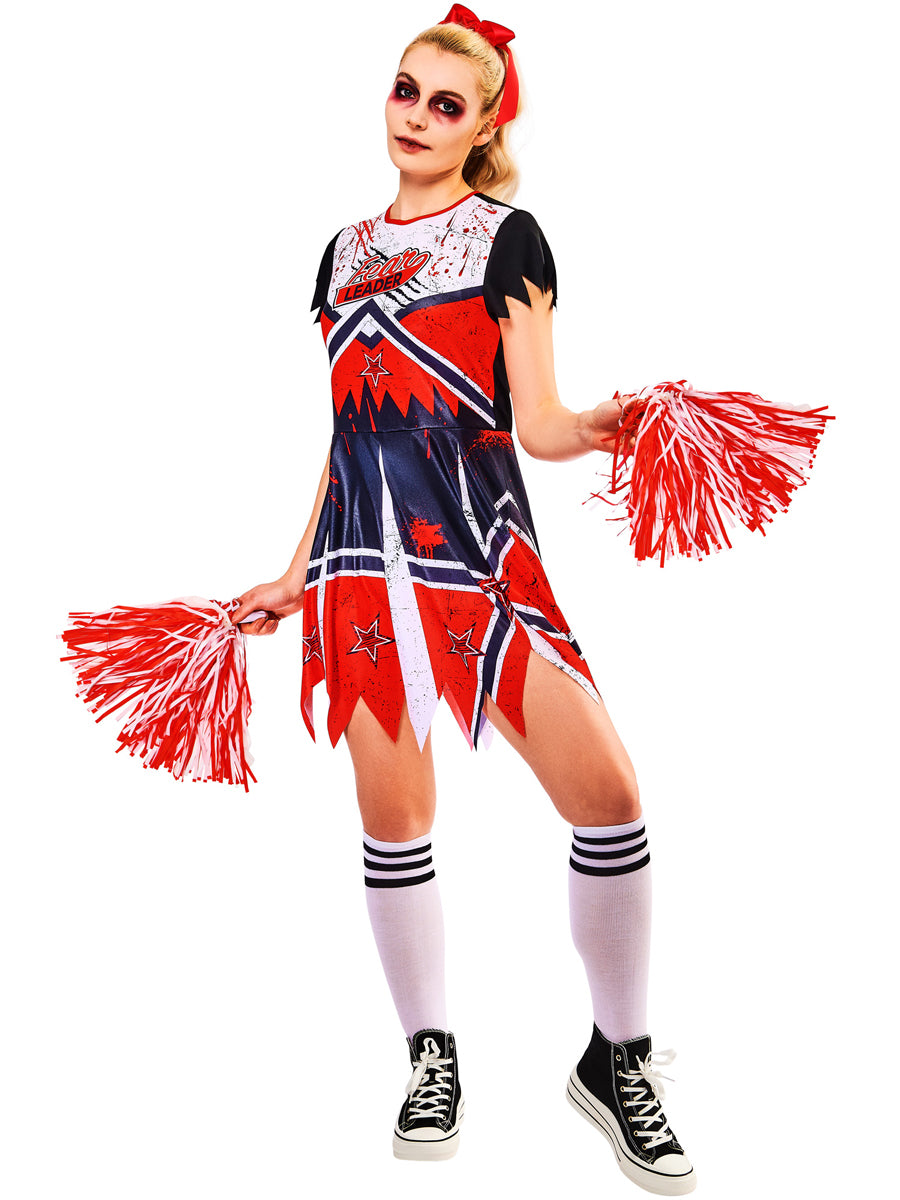 Plus Size Womens Zombie Cheerleader  Halloween Costume - Alternative Image