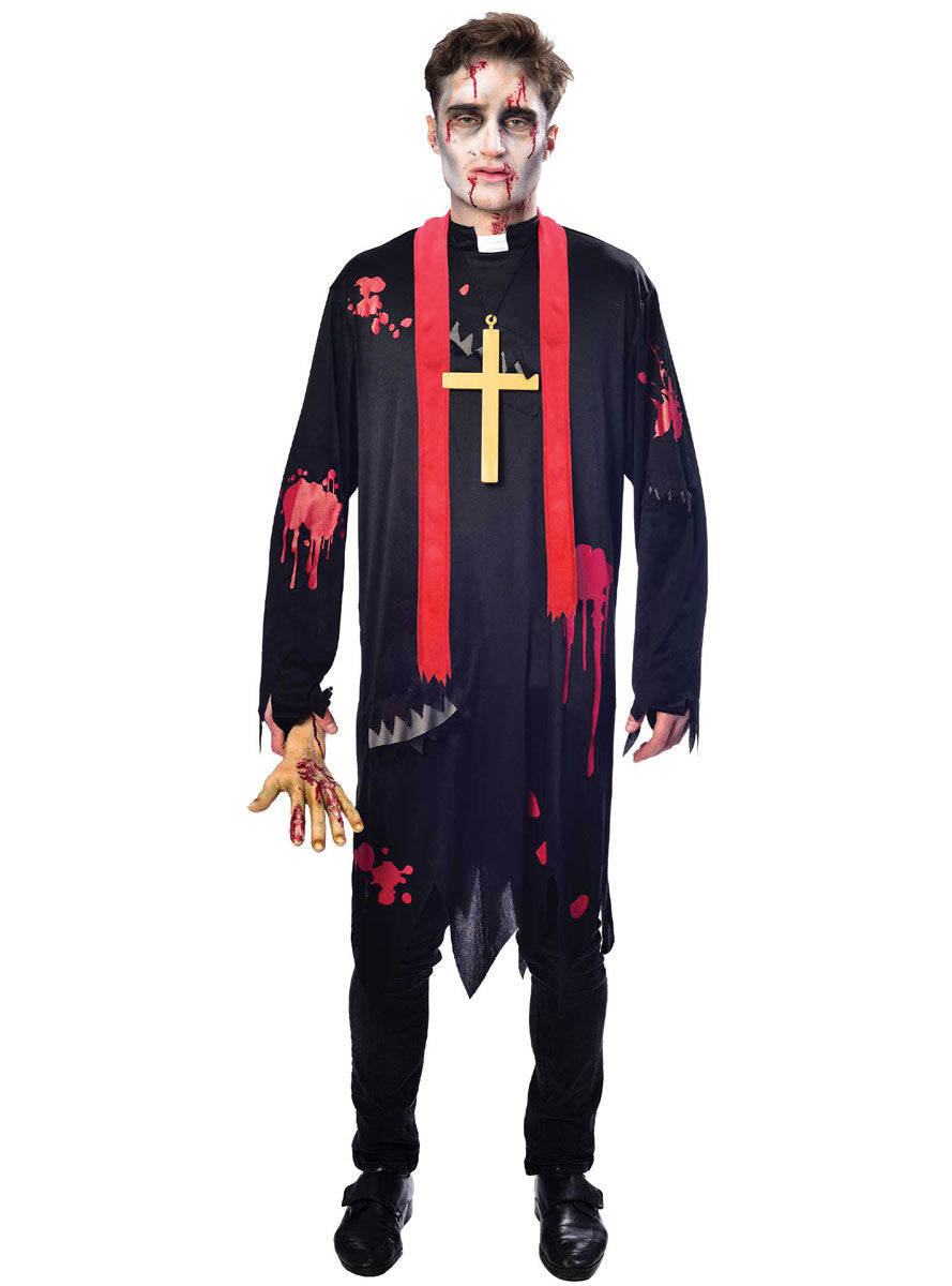 Mens Blood Splattered Zombie Vicar Halloween Costume