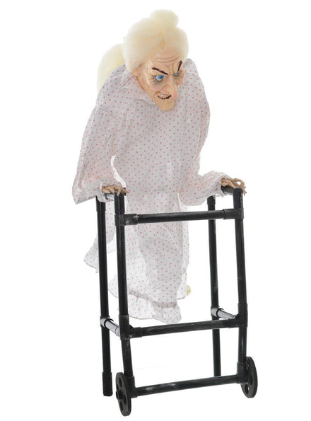 Old Granny With Walking Frame Animated Halloween Decoration Main Image