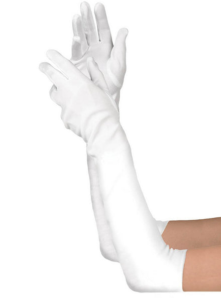 White Elbow Length Gloves - Main Image