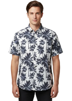 Image of Palm Tree Print Men's Black and White Hawaiian Shirt - main image