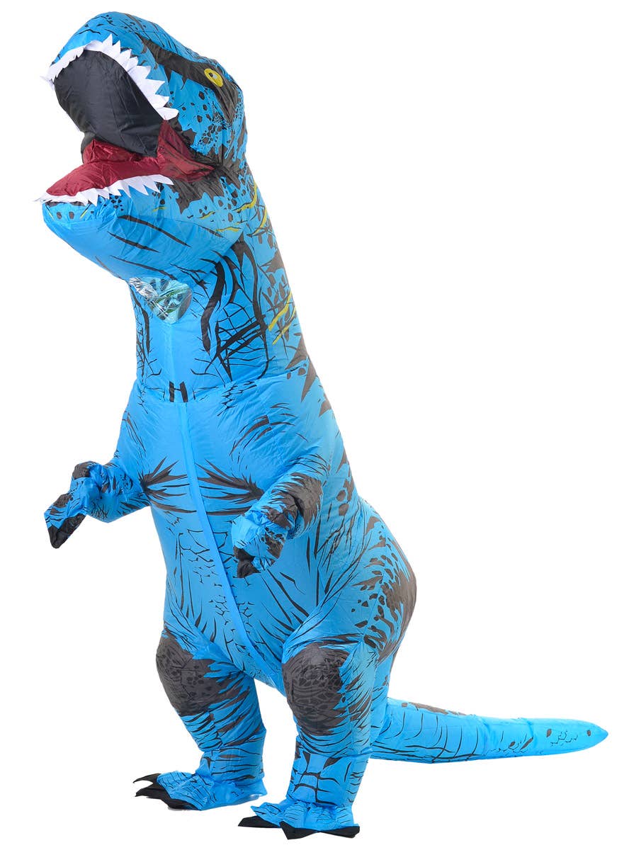 Image of Inflatable Blue Dinosaur Adult's Costume - Front Image