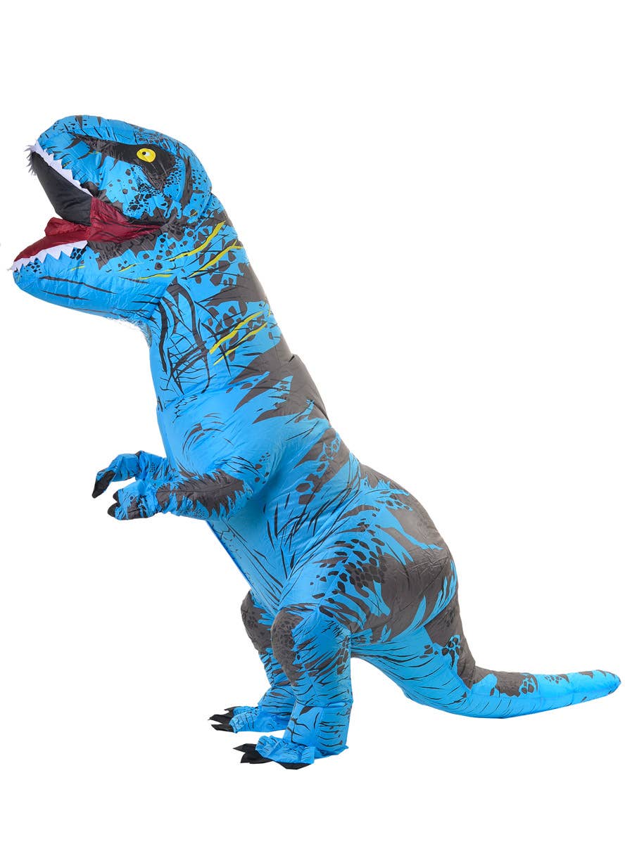 Image of Inflatable Blue Dinosaur Adult's Costume - Side Image