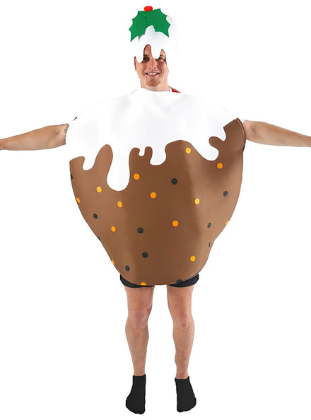Adults Funny Brown Christmas Pudding Costume Front Image