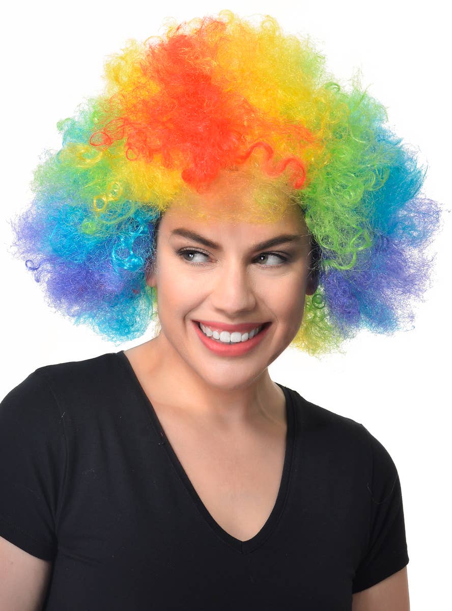 Image of Deluxe Rainbow Afro Unisex Adults Clown Costume Wig - Main Image