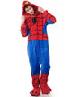 Adult Wearing a Spiderman Onesie Costume with Long Sleeves and Hood
