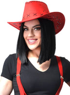 Adults Bright Red Neoprene Cowboy Costume Hat - Main Image