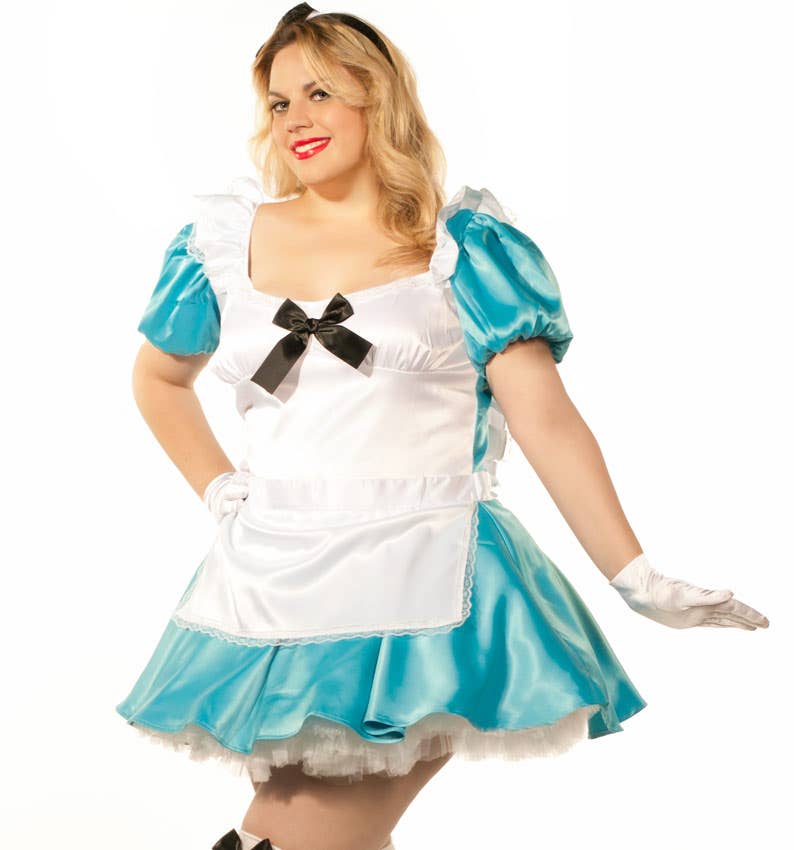 Plus Size Satin Alice Costume Womens Alice in Wonderland Costume