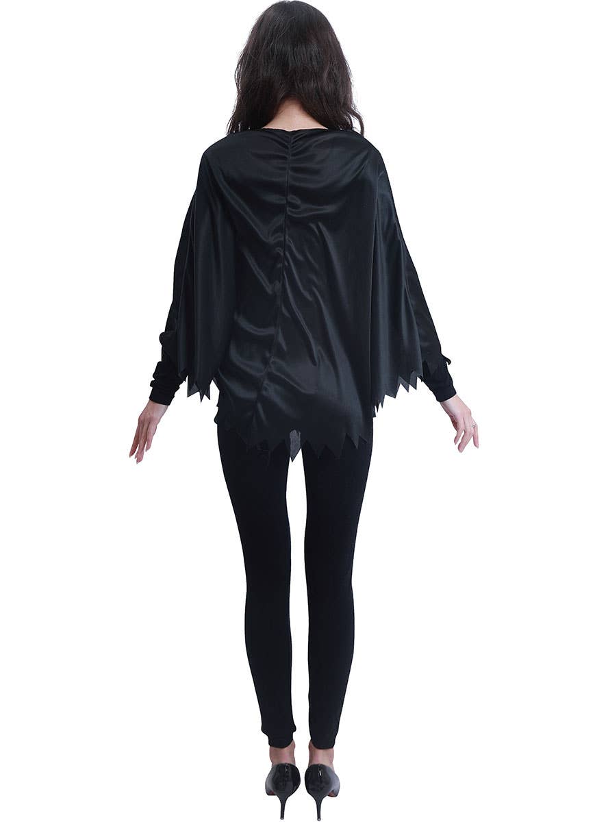 Image of Aged Skeleton Print Women's Halloween Costume Poncho - Back Image
